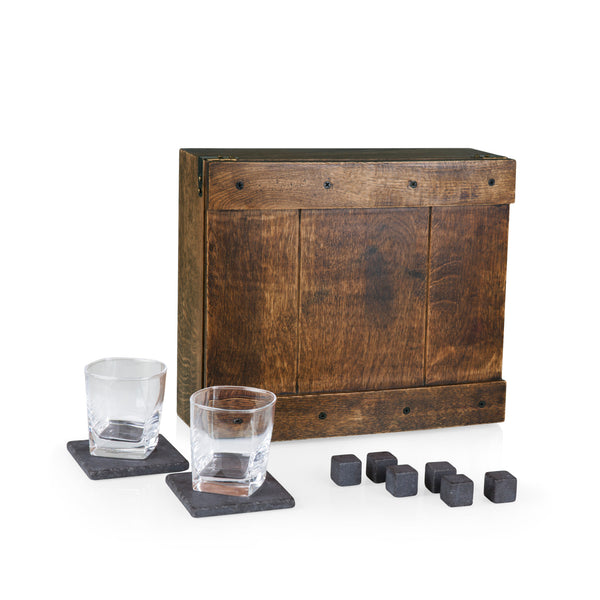 Picnic Time Elevated Home & Travel Barware Whiskey Box + Decanter Gift Set