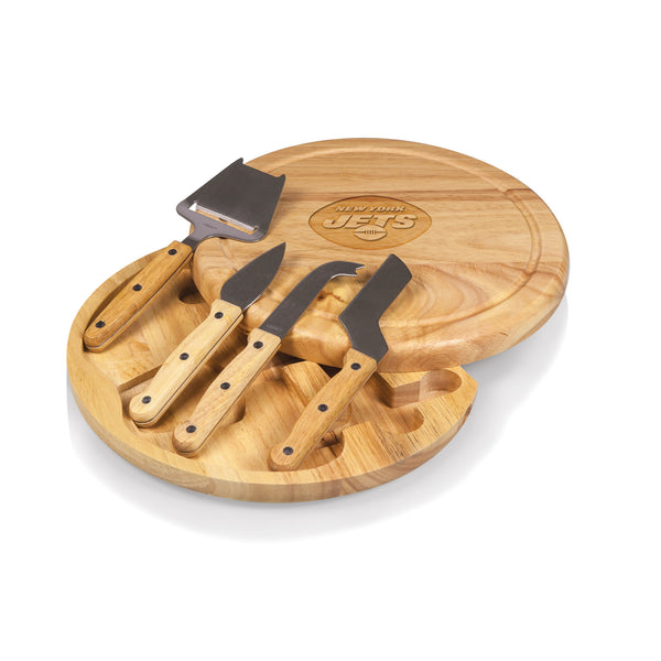 Picnic Time New York Jets Concerto Bamboo Cutting Board and Cheese Tools Set