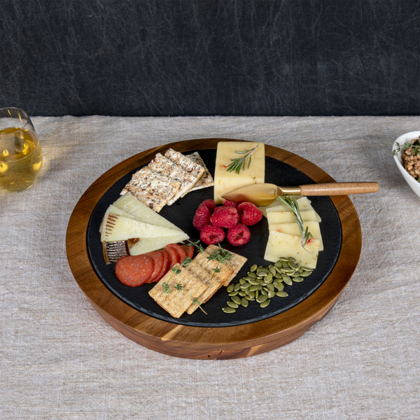 NFL Acacia and Slate Serving Board with Cheese Tools ,Broncos