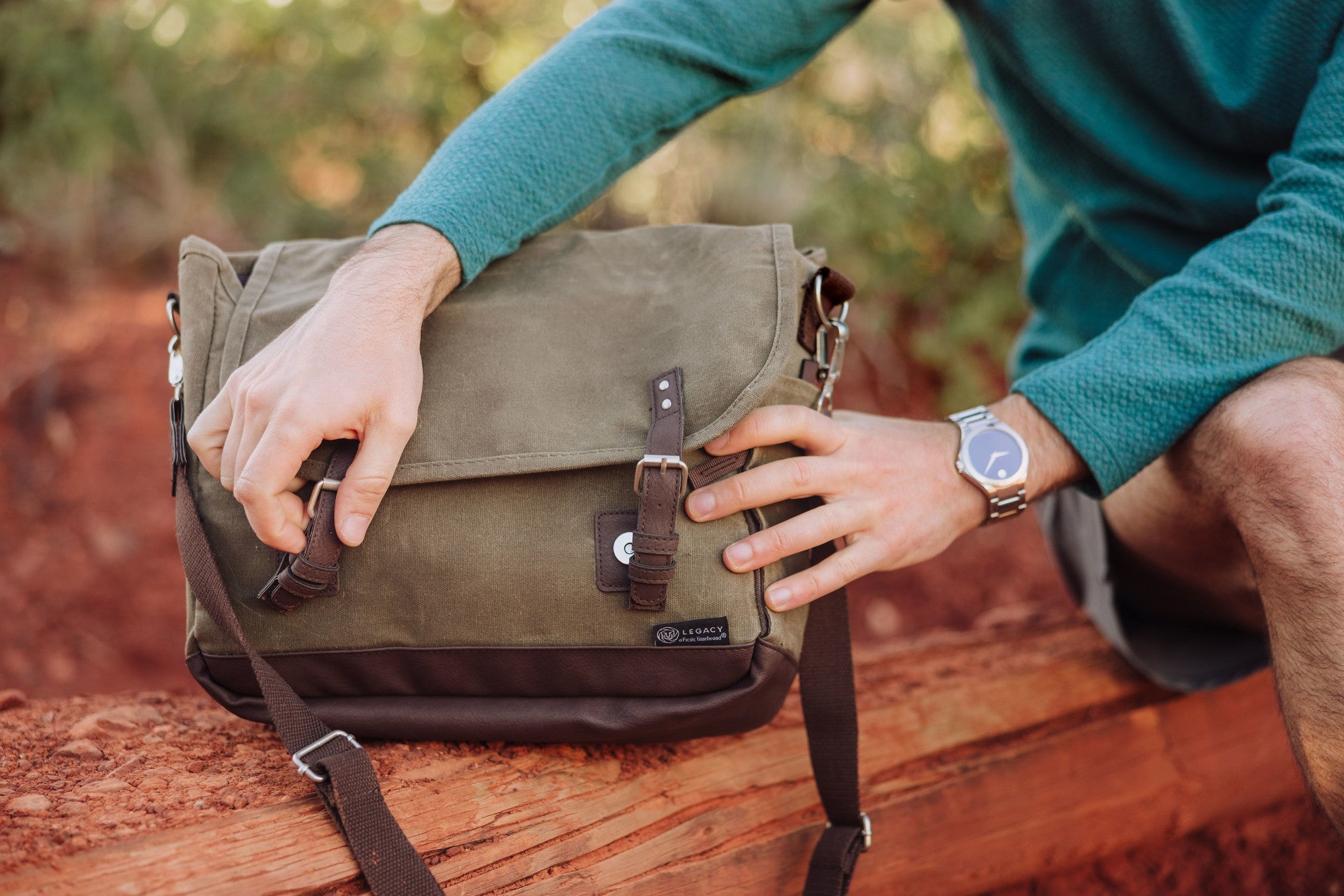 Khaki Green with Brown Accents