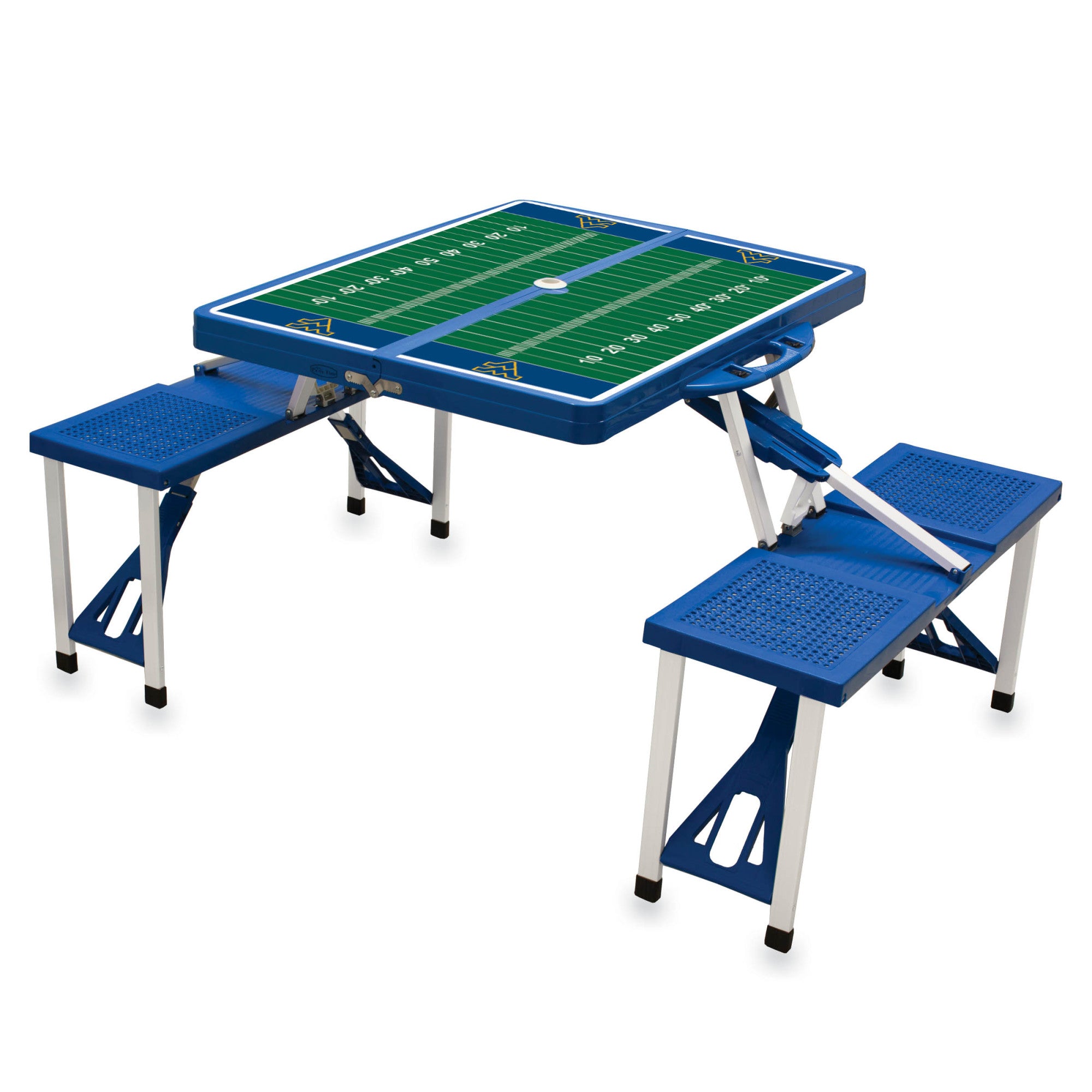 West Virginia Mountaineers - Picnic Table Portable Folding Table with Seats