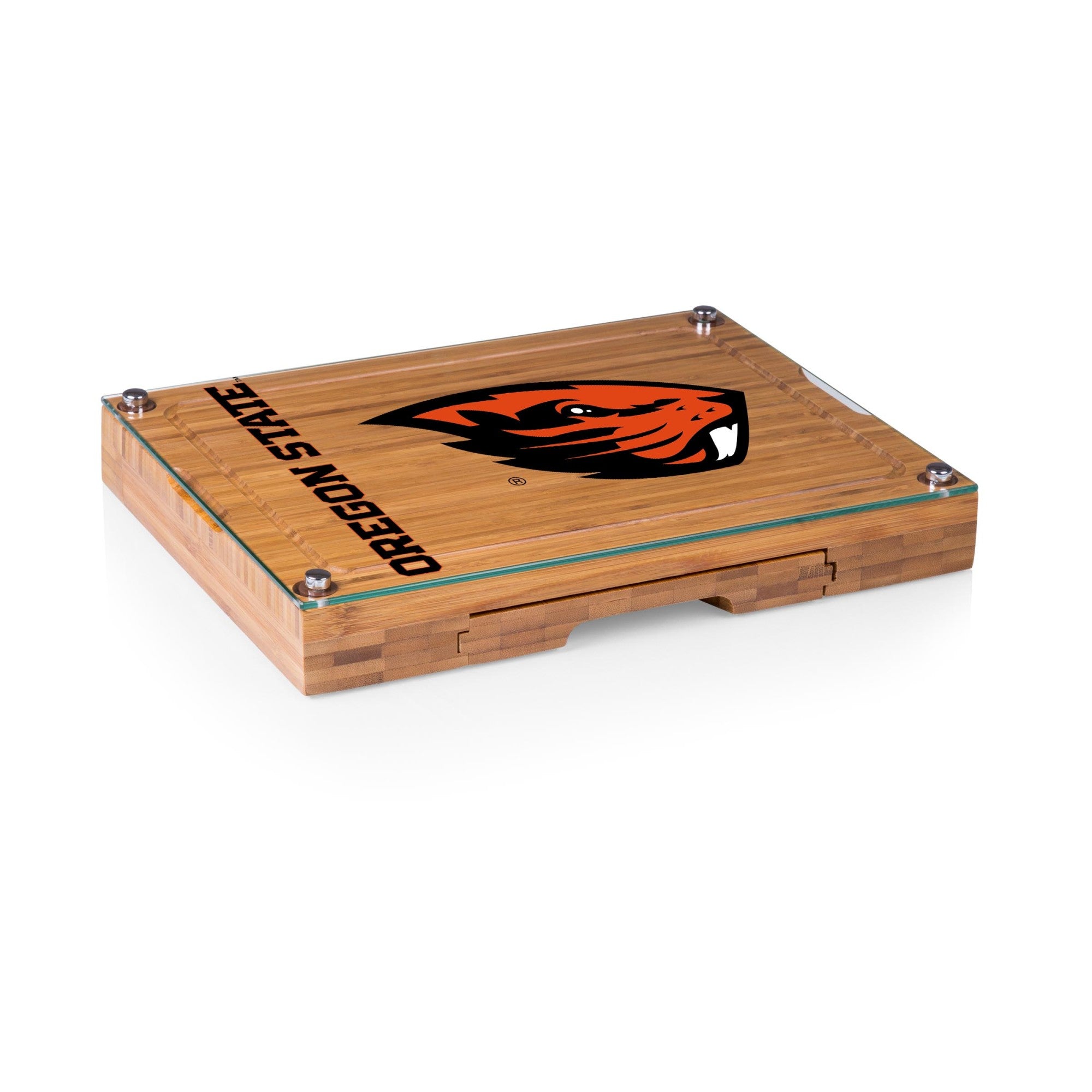 Oregon State Beavers - Concerto Glass Top Cheese Cutting Board & Tools Set