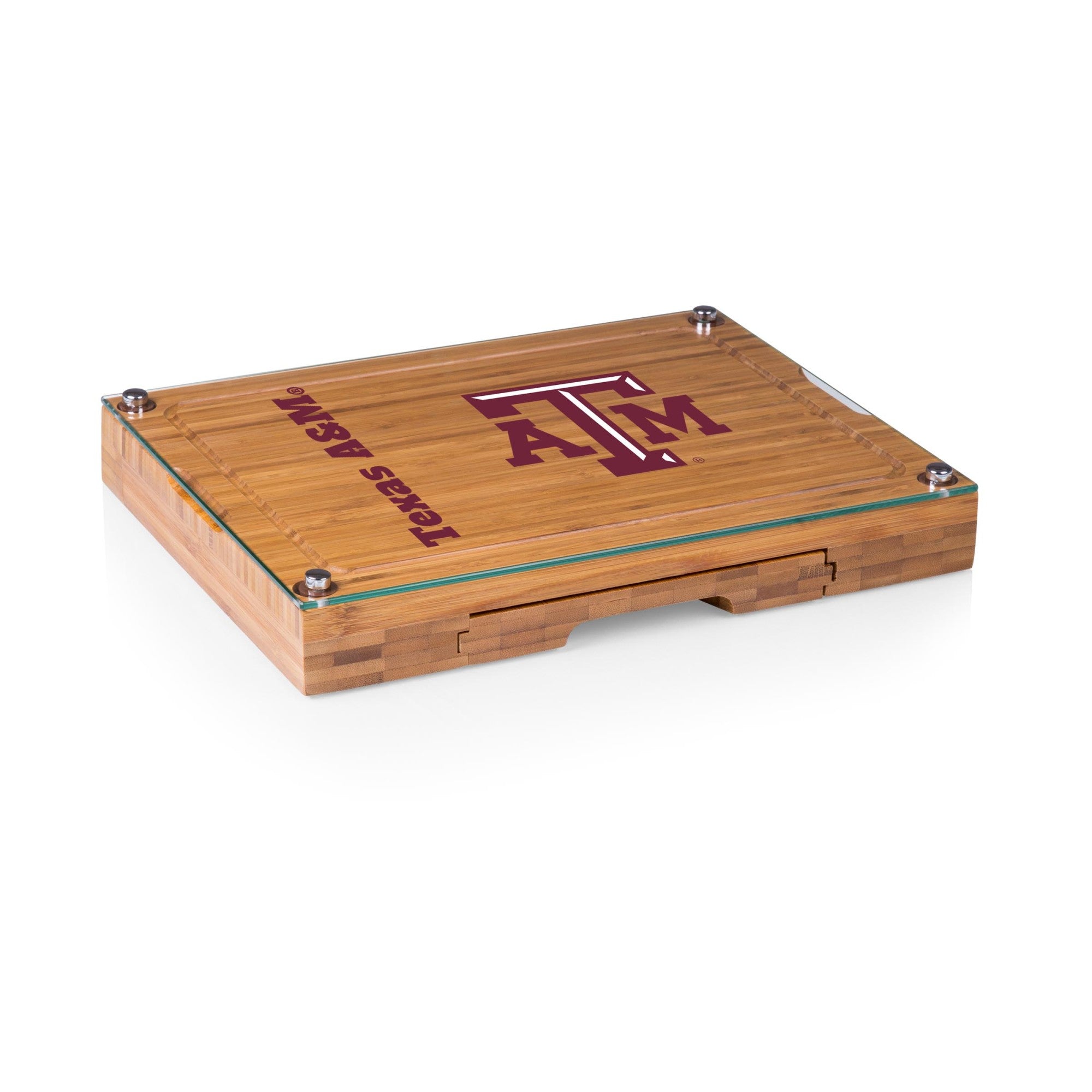 Texas A&M Aggies - Concerto Glass Top Cheese Cutting Board & Tools Set