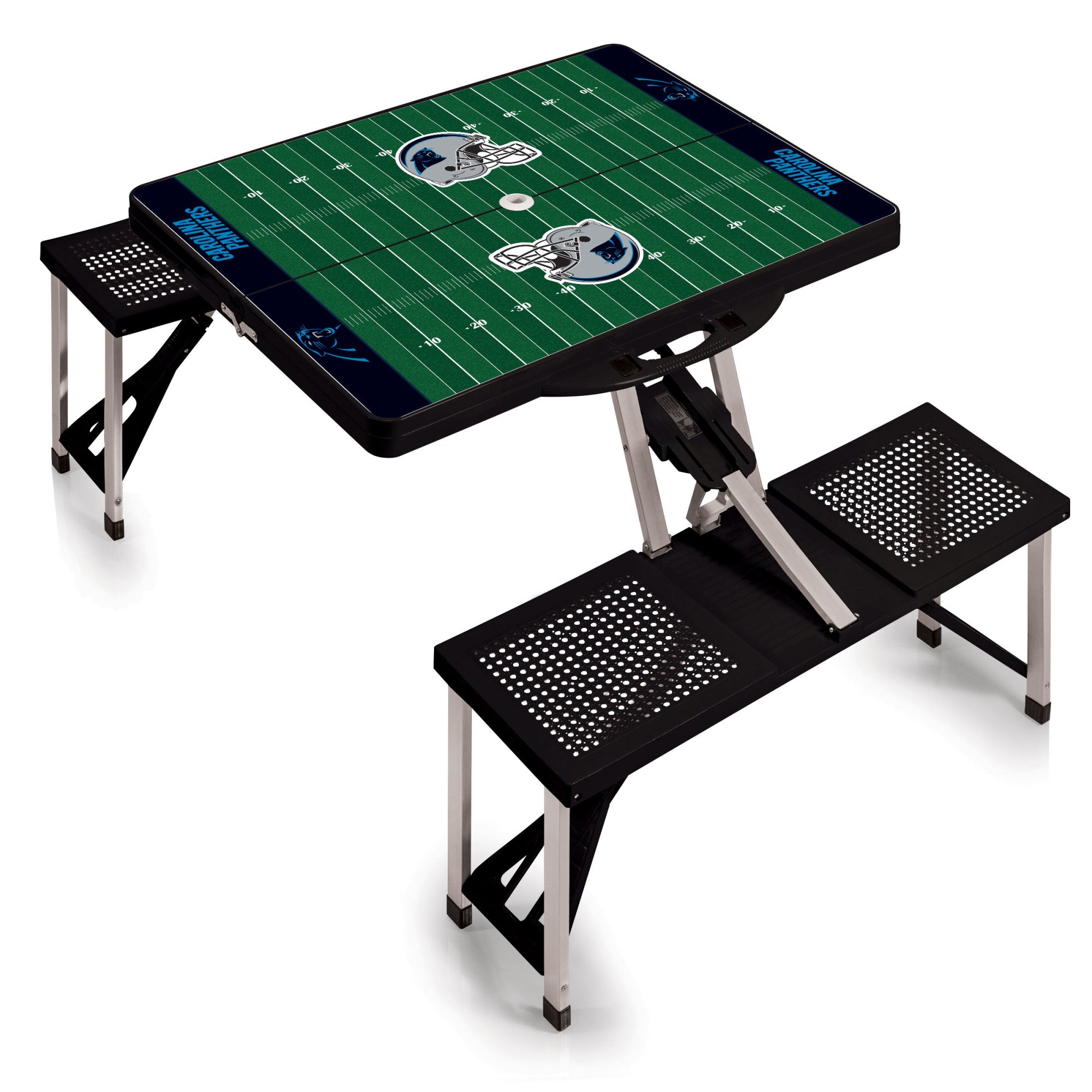 Carolina Panthers - Picnic Table Portable Folding Table with Seats and Umbrella