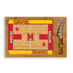 Maryland Terrapins Basketball Court - Icon Glass Top Cutting Board & Knife Set