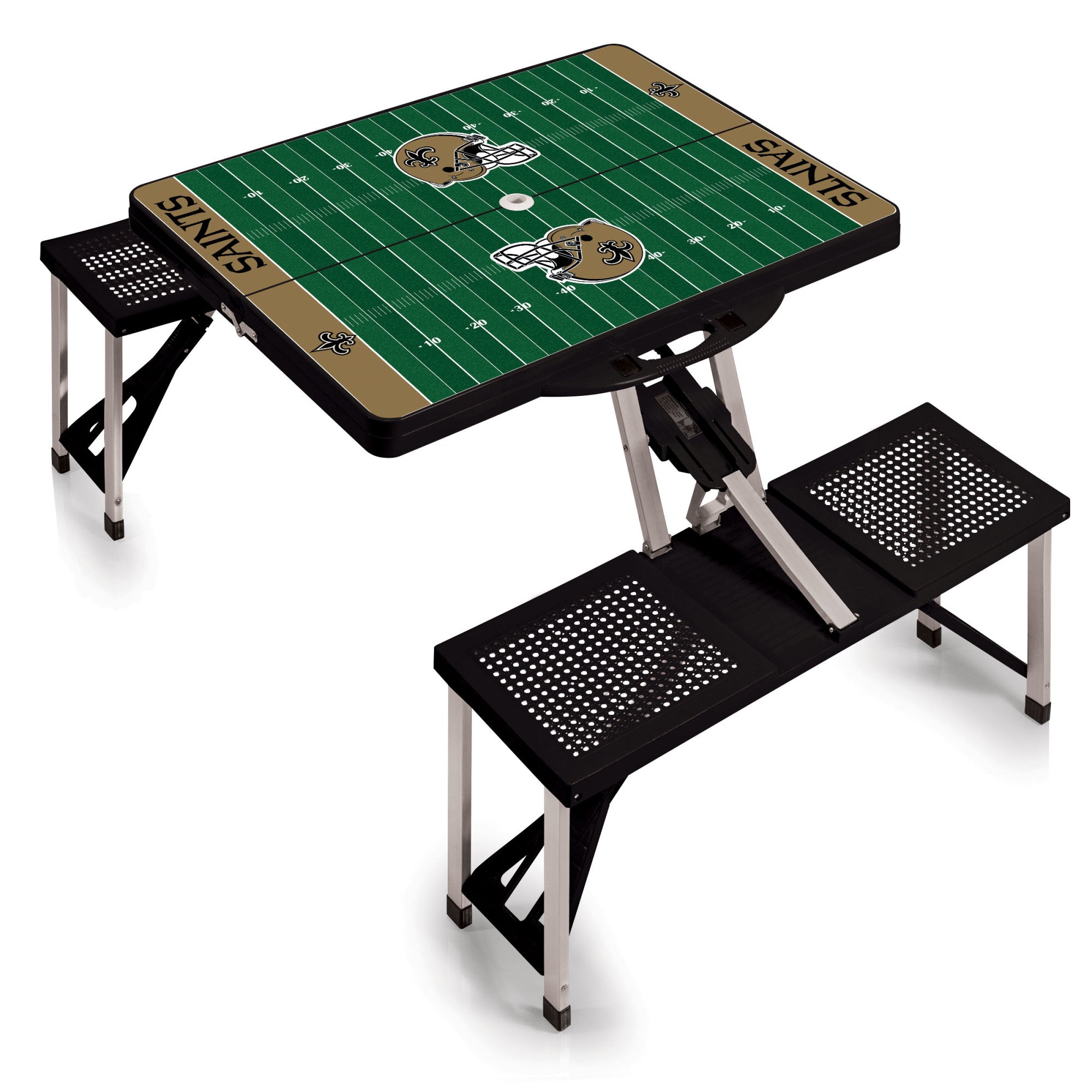 New Orleans Saints - Picnic Table Portable Folding Table with Seats and Umbrella