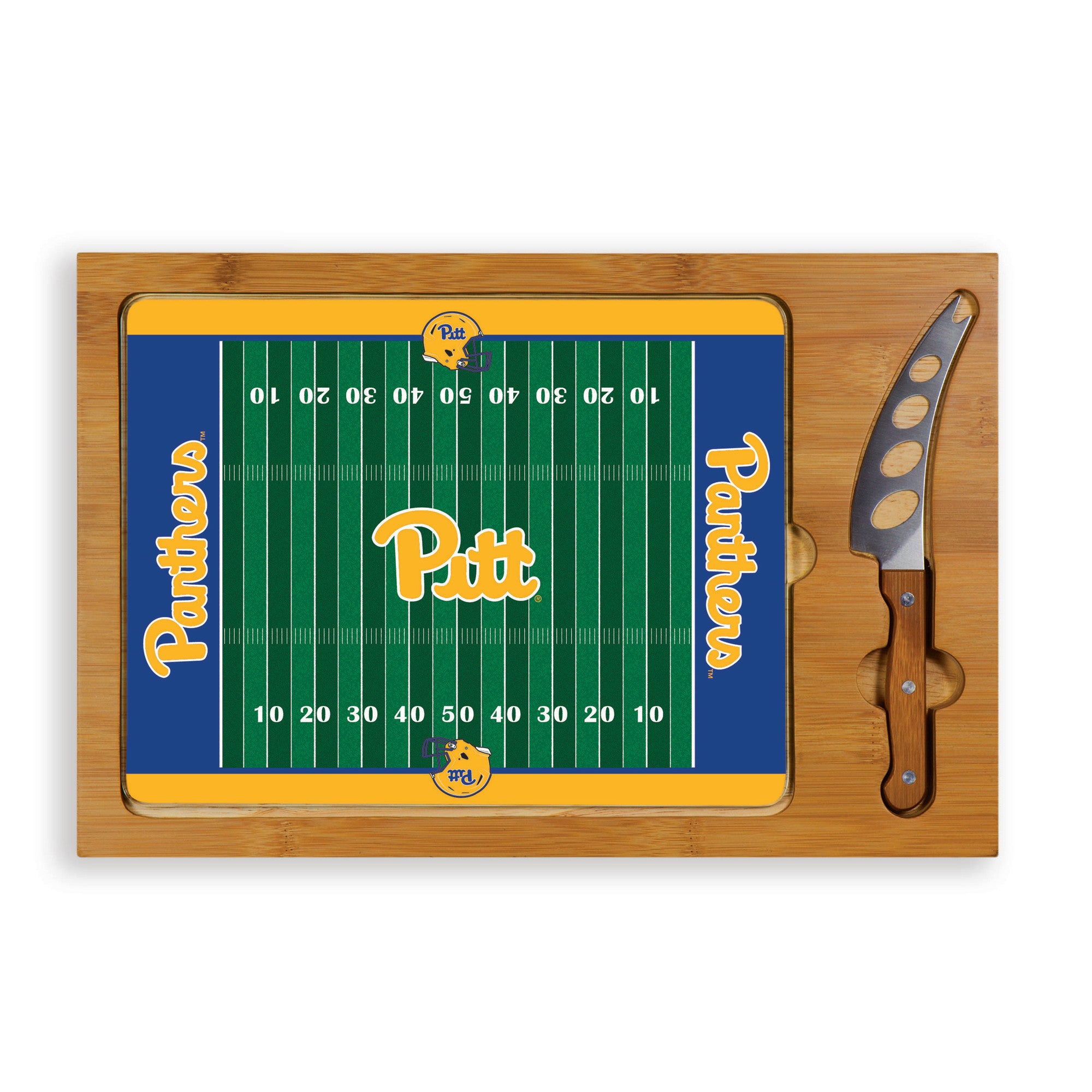 Pittsburgh Panthers Football Field - Icon Glass Top Cutting Board & Knife Set