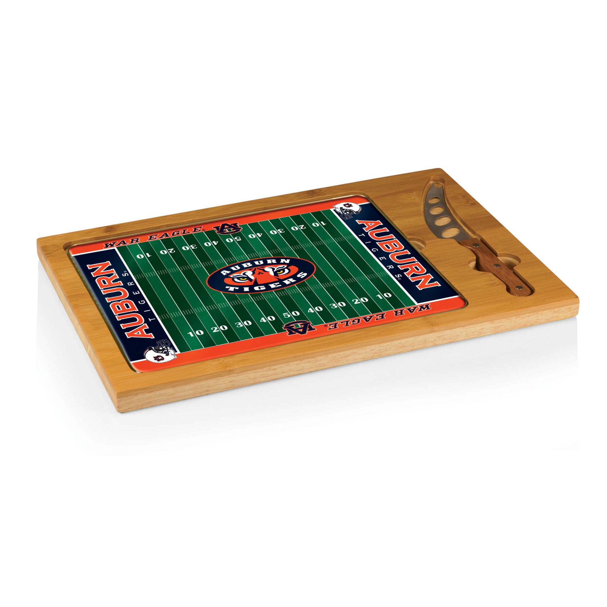 Auburn Tigers Football Field - Icon Glass Top Cutting Board & Knife Set