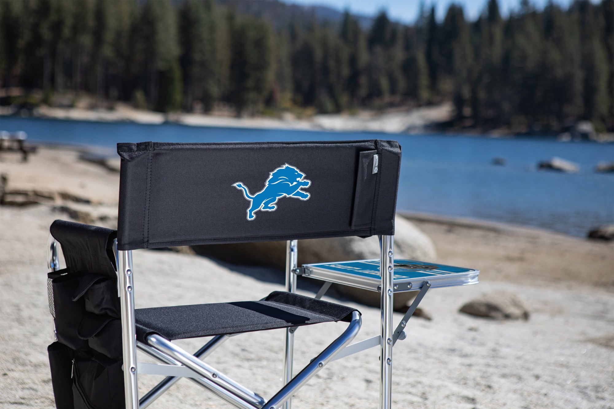 Detroit Lions Black Sports Chair with Side Table PICNIC TIME