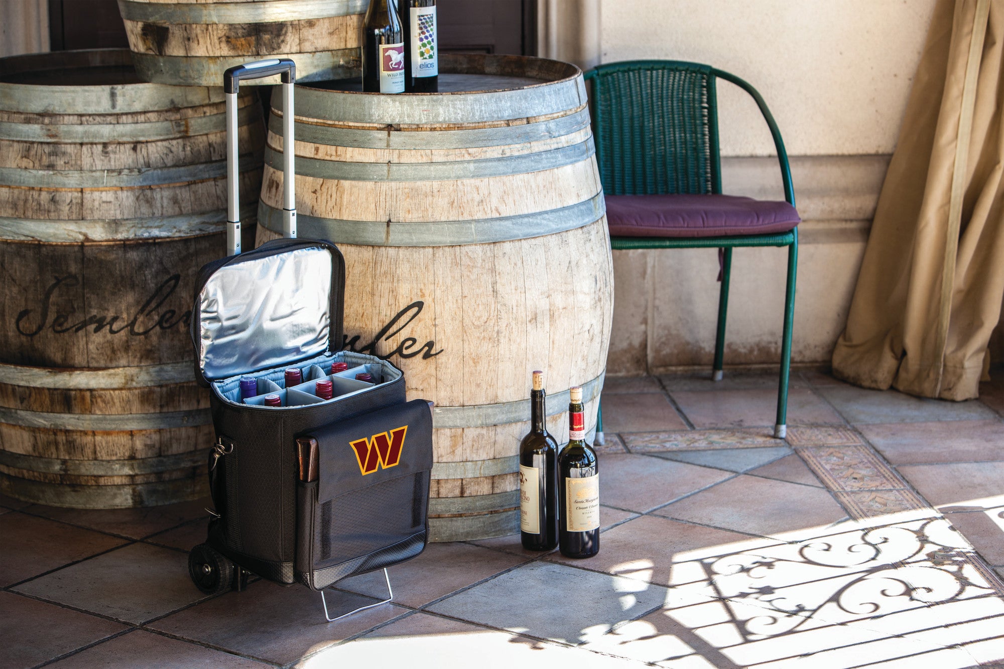 Washington Commanders - Cellar 6-Bottle Wine Carrier & Cooler Tote with Trolley