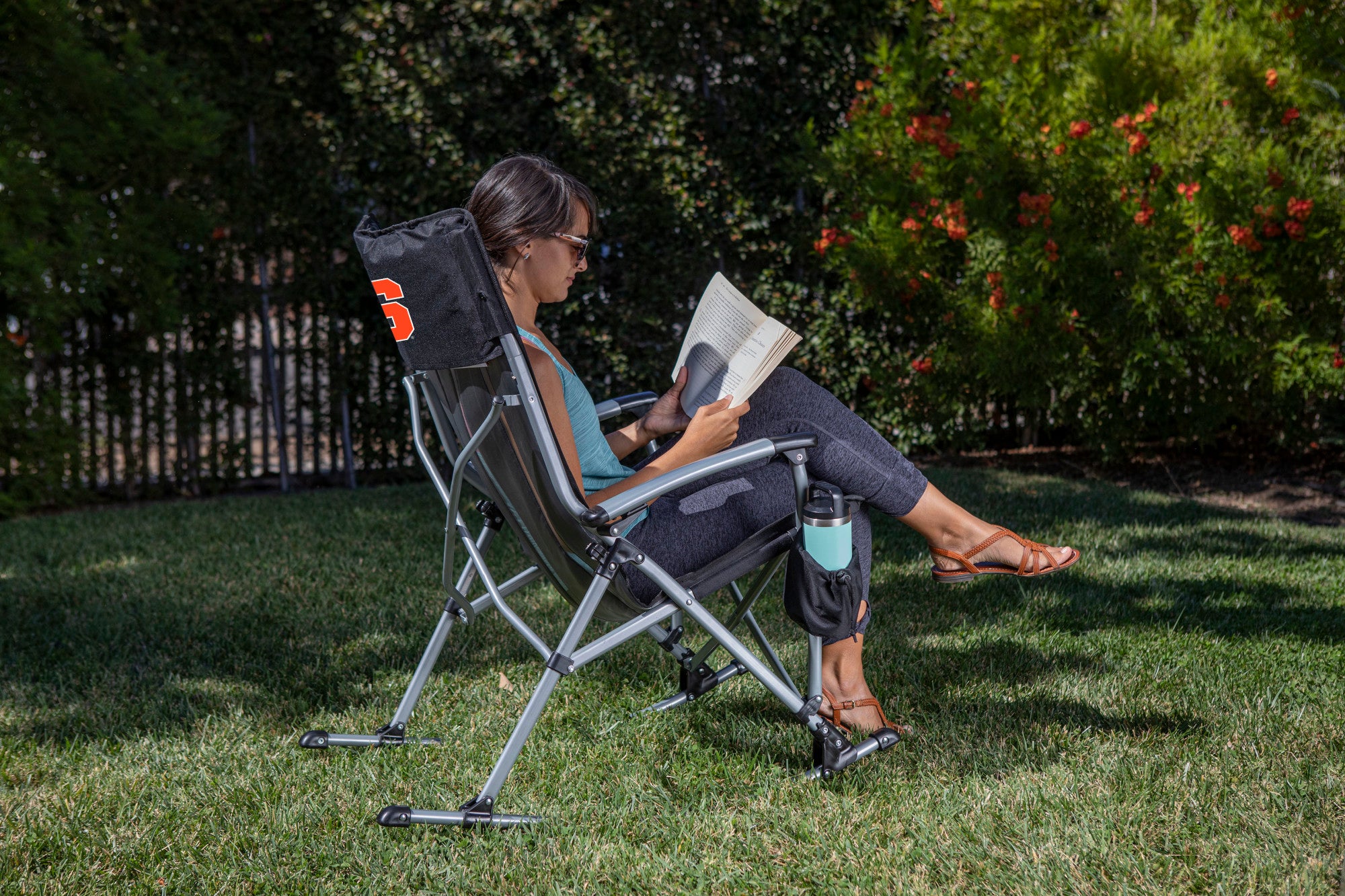 Orange outdoor rocking deals chair