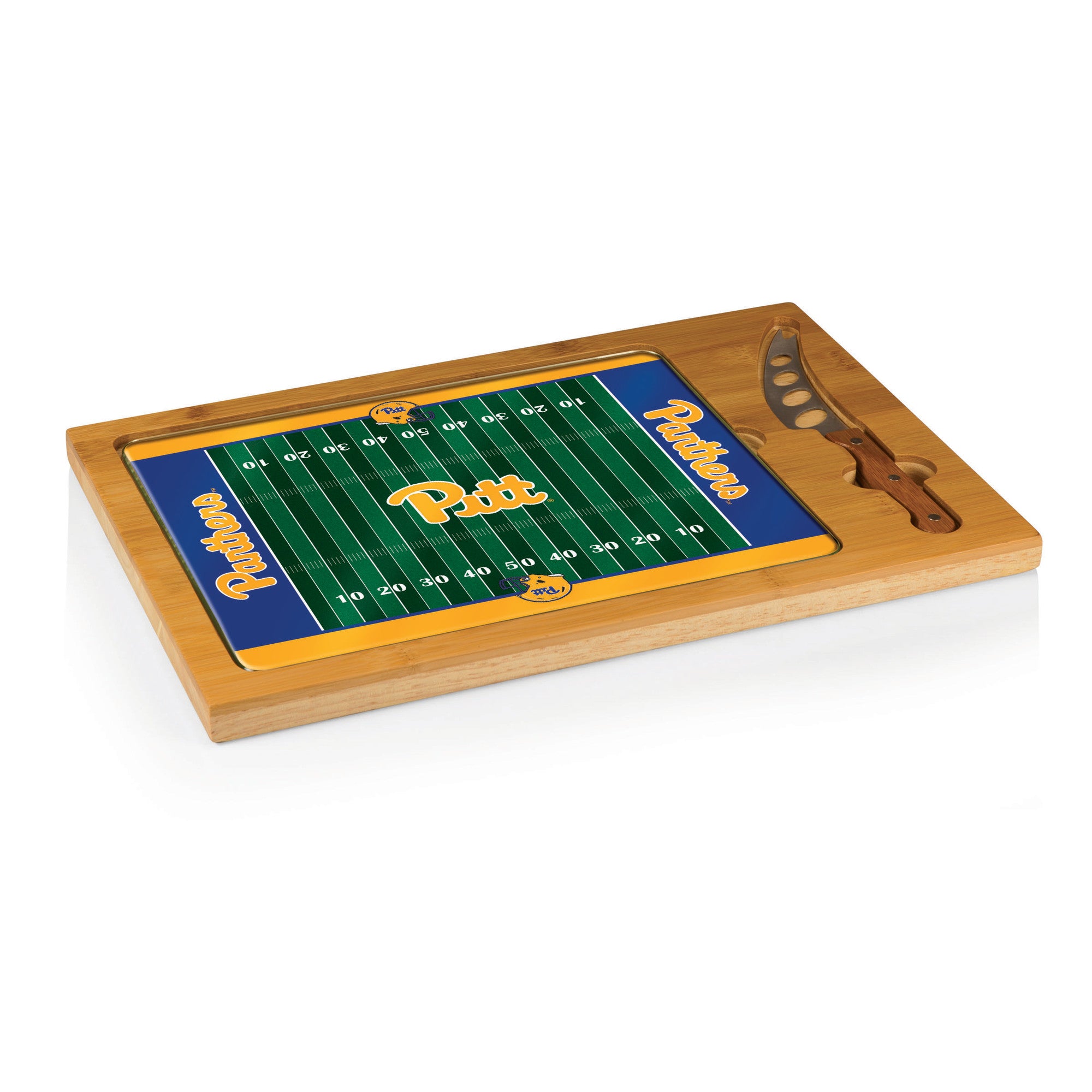 Pittsburgh Panthers Football Field - Icon Glass Top Cutting Board & Knife Set