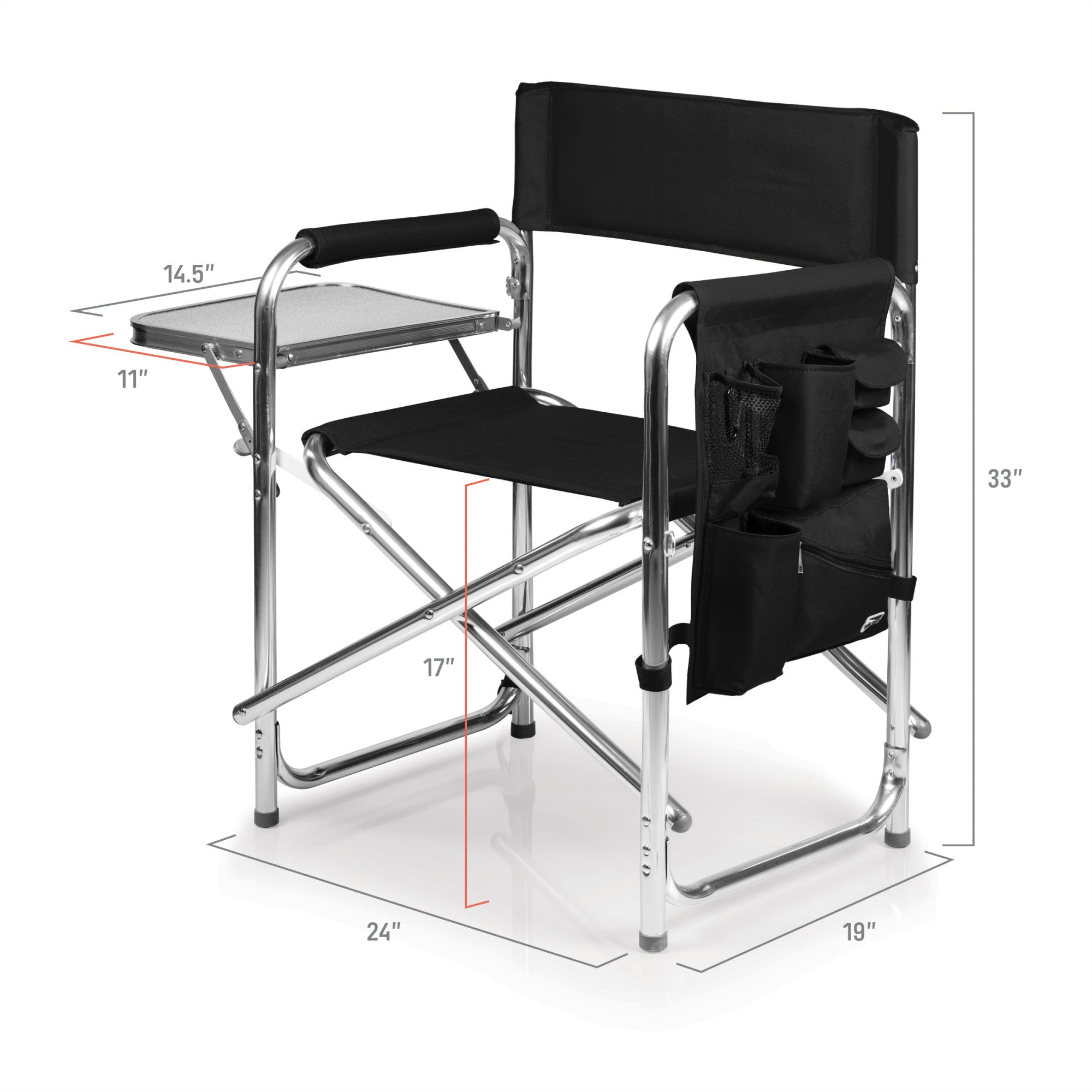 Folding directors fashion chair with side table